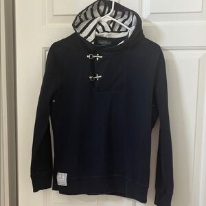 Ralph Lauren Polo Navy Blue Sweater with Striped Hood M